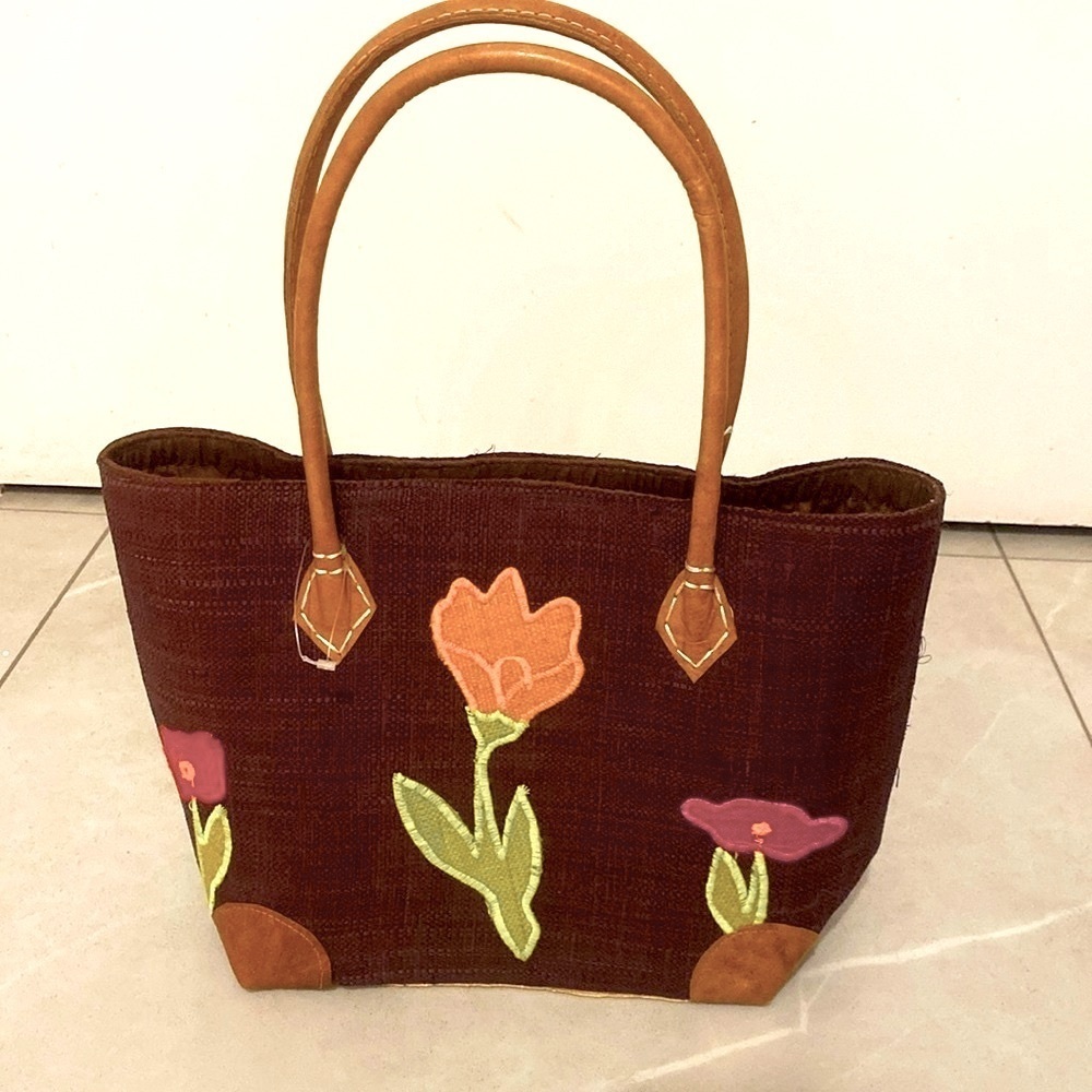 Artisanal Small Brown beach bag